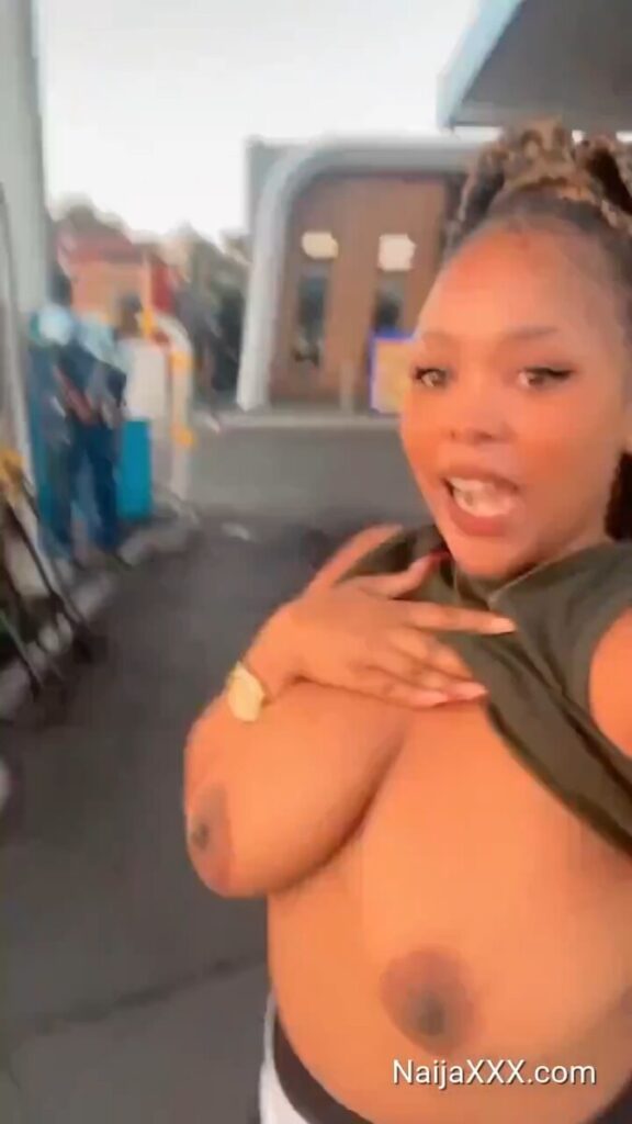 Babe Showing Off His Big Boobs in Public