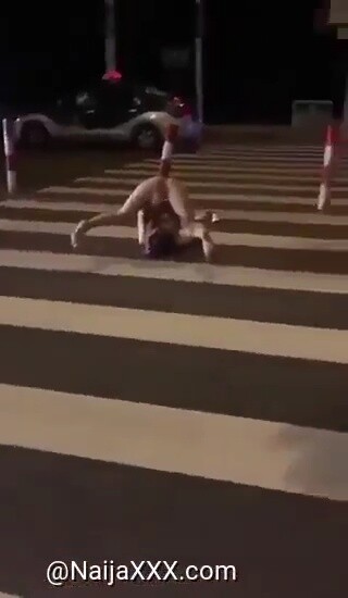 Horny Babe Spreads Legs on Crosswalks and Masturbate