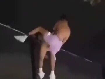 Horny Couple Fucking Spider Man Style on Top Of A Whole fence