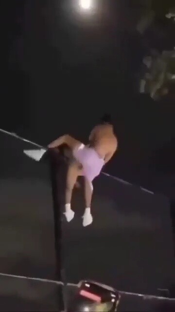 Horny Couple Fucking Spider Man Style on Top Of A Whole fence
