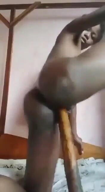 Lonely Babe Masturbating With Long Wood